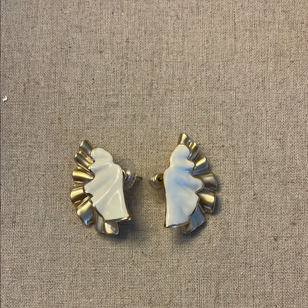 Stella & Dot Gold and Cream Angel Earrings